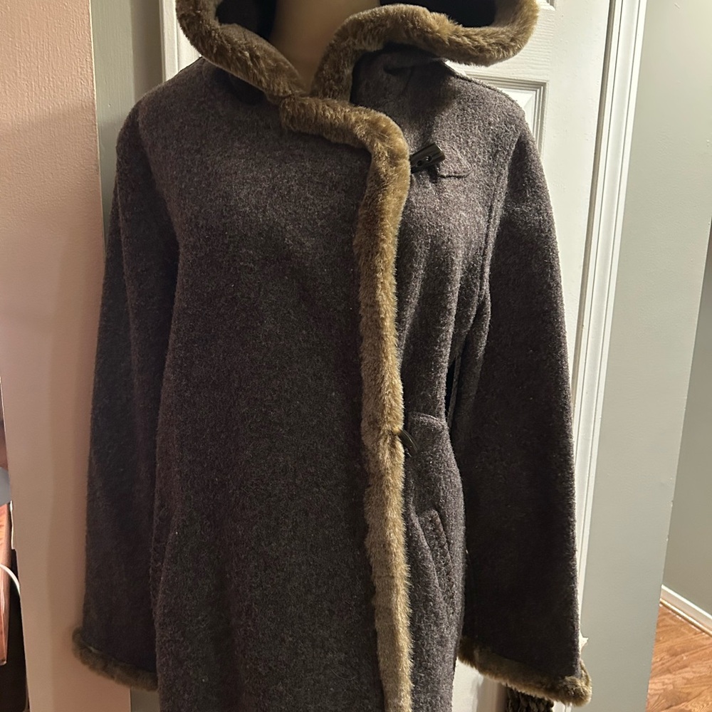 Cozy Hooded Coat with Faux Fur Trim